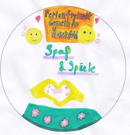 Sie sehen das selbst gemalte Log der Ferienfreizeit 2024.