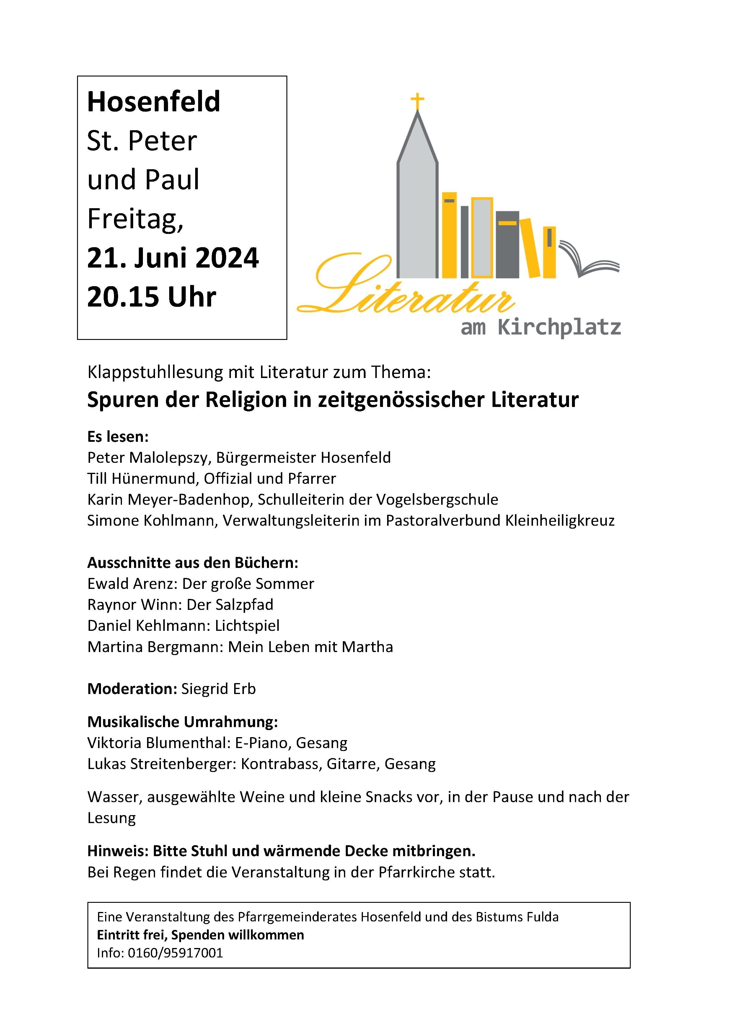 Literatur am Kirchplatz Sie sehen das Plakat zur Veranstaltung Literatur am Kirchplatz.