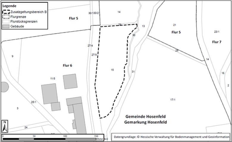 Abb. 3: Geltungsbereich Bebauungsplan Nr.19 „Im Feld“ (Zusatzgeltungsbereich B) Hier sehen Sie die Abbildung 3: Geltungsbereich Bebauungsplan Nr.19 „Im Feld“ (Zusatzgeltungsbereich B).