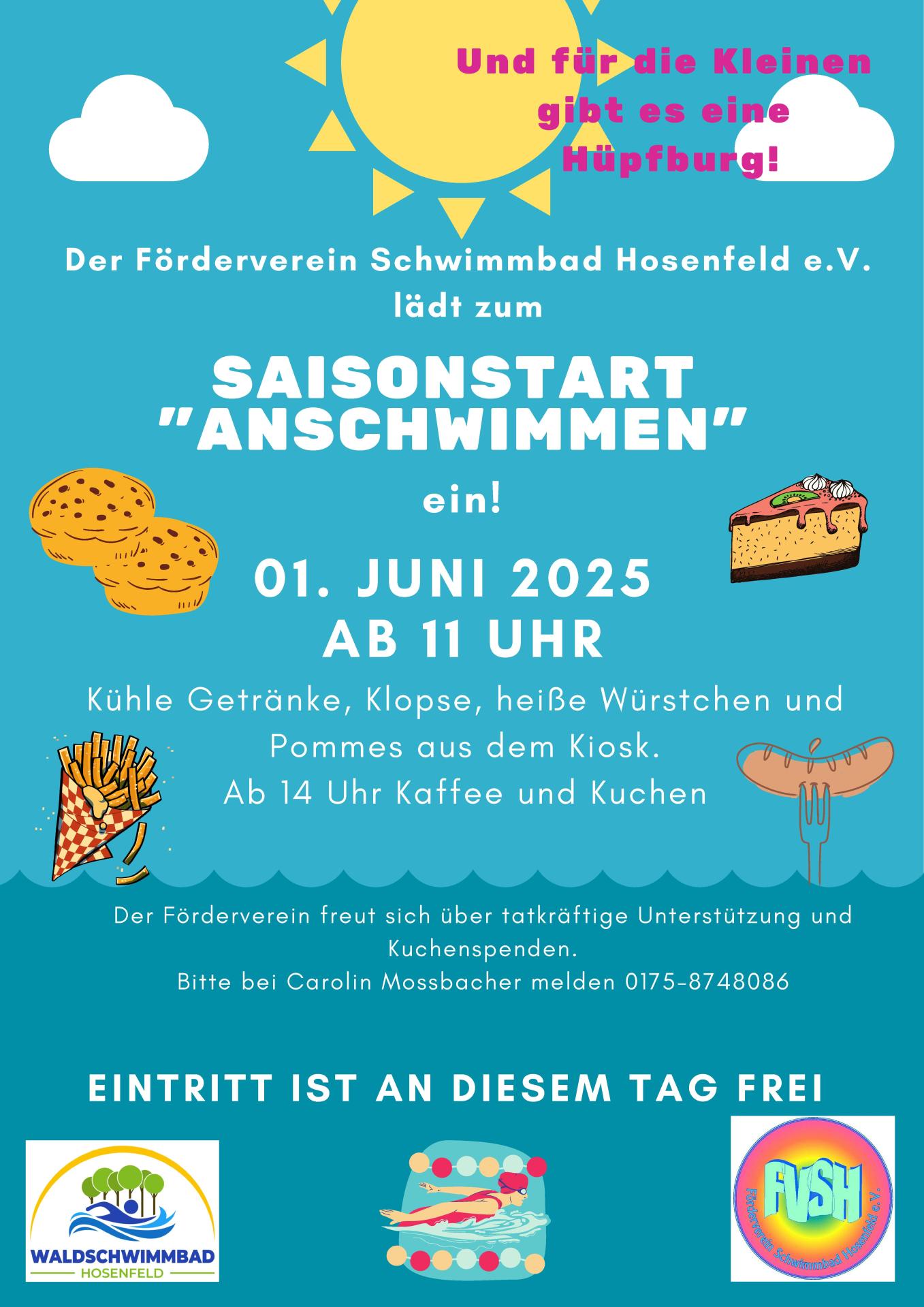 Anschwimmen des Förderverein Schwimmbad Hosenfeld e.V. Hier sehen Sie einen Flyer des Anschwimmen des Förderverein Schwimmbad Hosenfeld e.V.