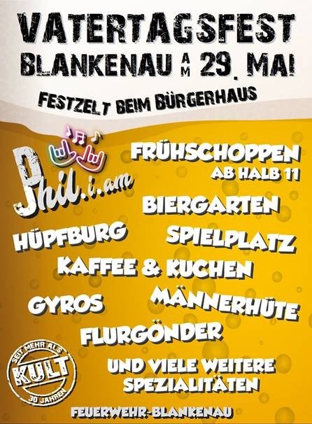 Sie sehen das Plakat zum Vatertagsfest in Blankenau