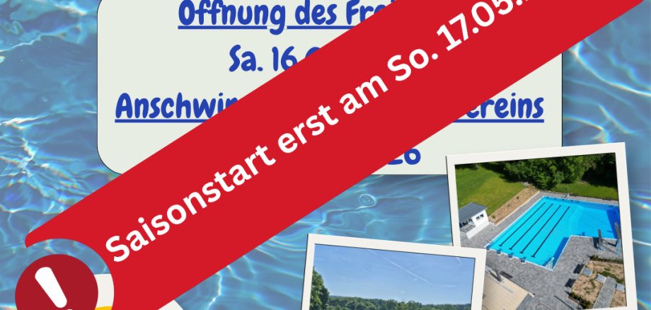 Sie sehen das Plakat zur Verschiebung Eröffnung Schwimmbad