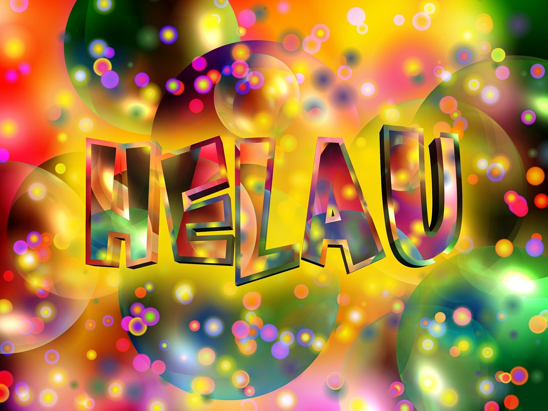 Sie sehen den bunten Schriftzug "Helau".
