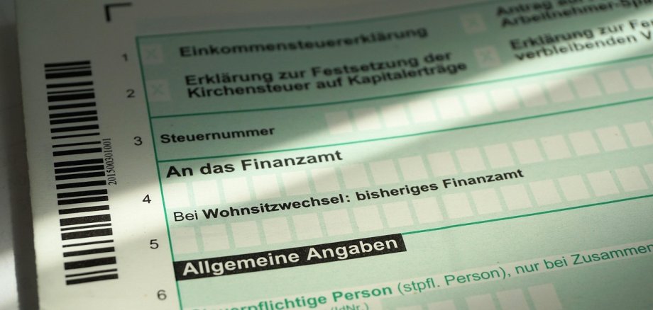 Hier sehen Sie ein Bild einer Steuererklärung.