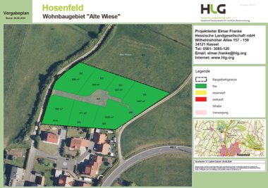 Hier sehen Sie den Vergabeplan des Wohnbaugebietes Alte Wiese in Hosenfeld.