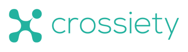 Sie sehen das Crossiety Logo in grün horizontal.