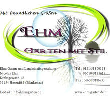 Hier sehen Sie das Logo der Firma Ehm Garten- und Landschaftsgestaltung in Blankenau.