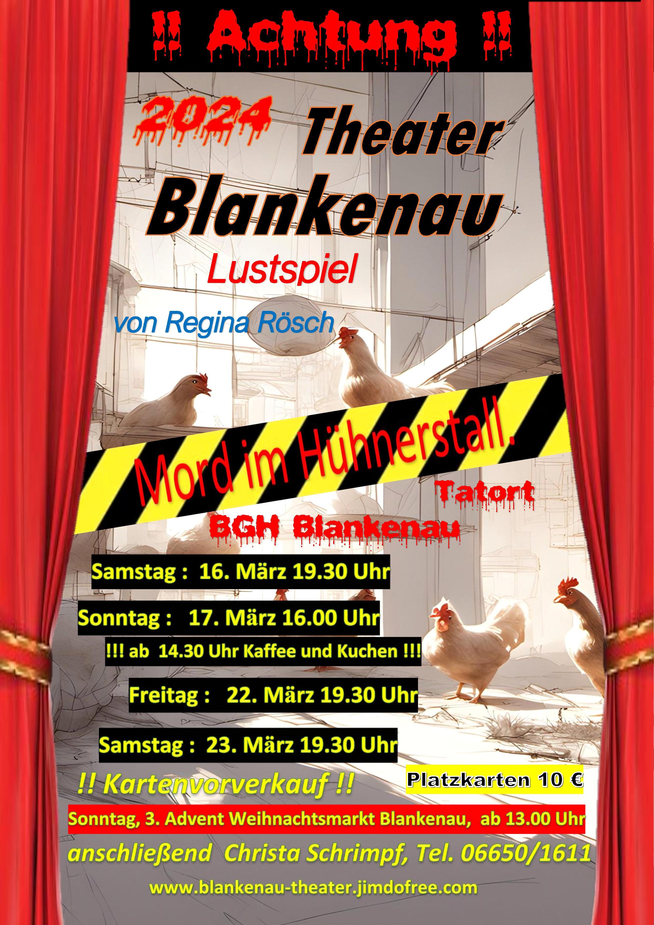Theater Blankenau Sie sehen das Theaterplakat 2024 der Theatergruppe Blankenau.